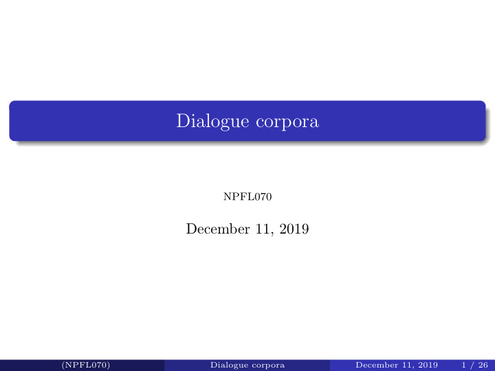 dialogue corpora
