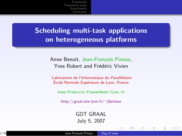 scheduling multi task applications on heterogeneous