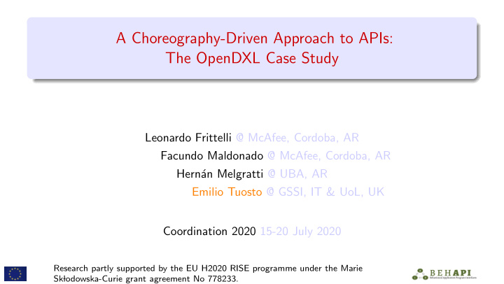 a choreography driven approach to apis the opendxl case