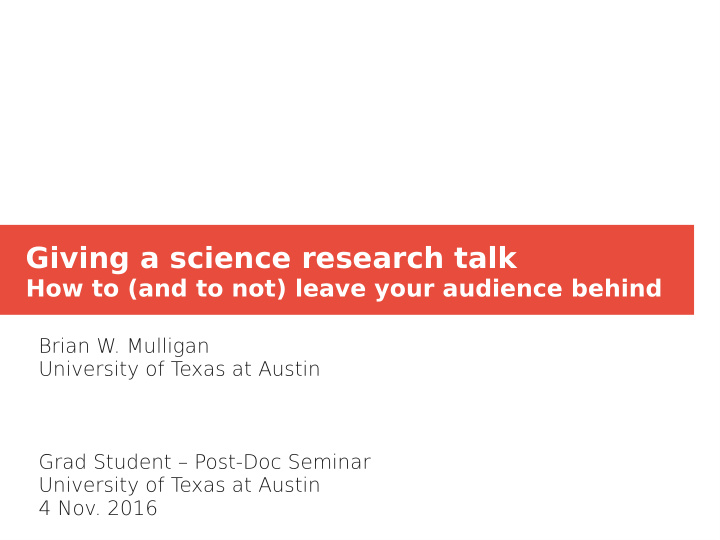 giving a science research talk