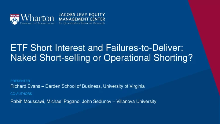etf short interest and failures to deliver