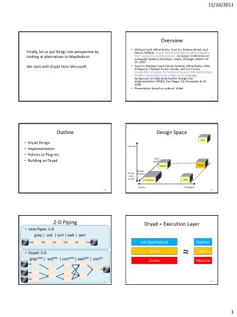 Dryad  Shell  Dryad: 2-D grep 1000 |  sed 500 | sort 1000 | awk 500 |  perl 50  Cluster