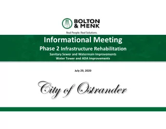 Informational Meeting Phase 2 Infrastructure Rehabilitation  Sanitary Sewer and Watermain