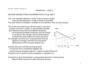 Q dP  dC  Q  1  +    =  =    =    1  P  0  ,  or  MR  MC  ,  or  P  1