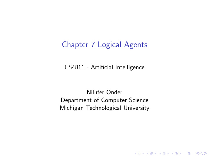 chapter 7 logical agents