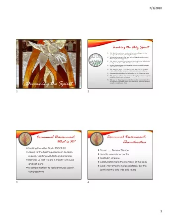 Discerning the Spirit  of  of his belo  his beloved c  chil  ildren that  at w  we ma  may work wit