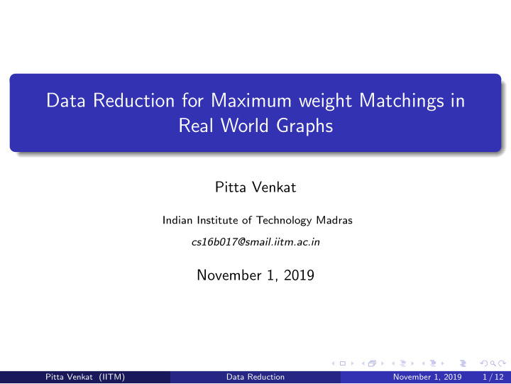 data reduction for maximum weight matchings in real world