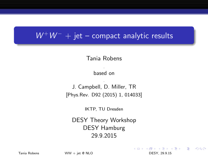 w w jet compact analytic results