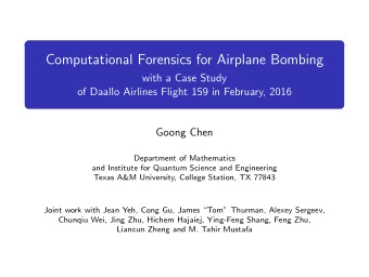 Computational Forensics for Airplane Bombing  with a Case Study  of Daallo Airlines Flight 159 in