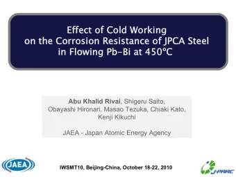 Effect of Cold Working  Effect of Cold Working  on the Corrosion Resistance of JPCA Steel  on the