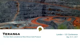 London  121 Conference  The Next Multi-Jurisdictional West African Gold Producer  May 10-11,