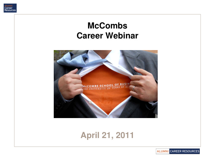 mccombs career webinar april 21 2011 win win negotiations