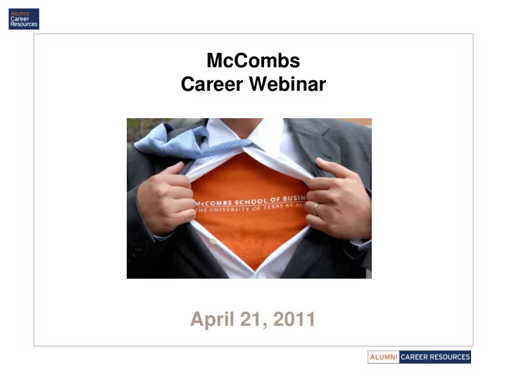 mccombs career webinar april 21 2011 win win negotiations
