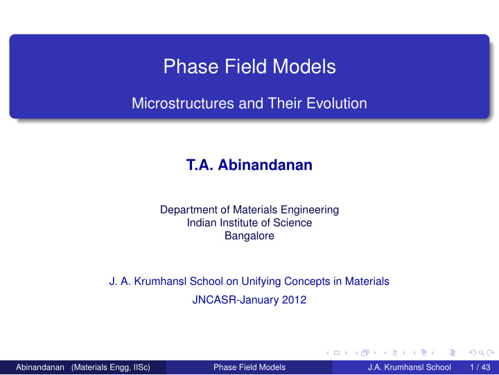 phase field models