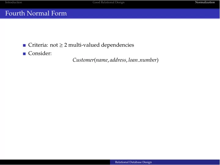 fourth normal form