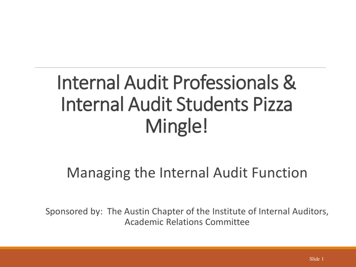 internal audit professionals internal audit students