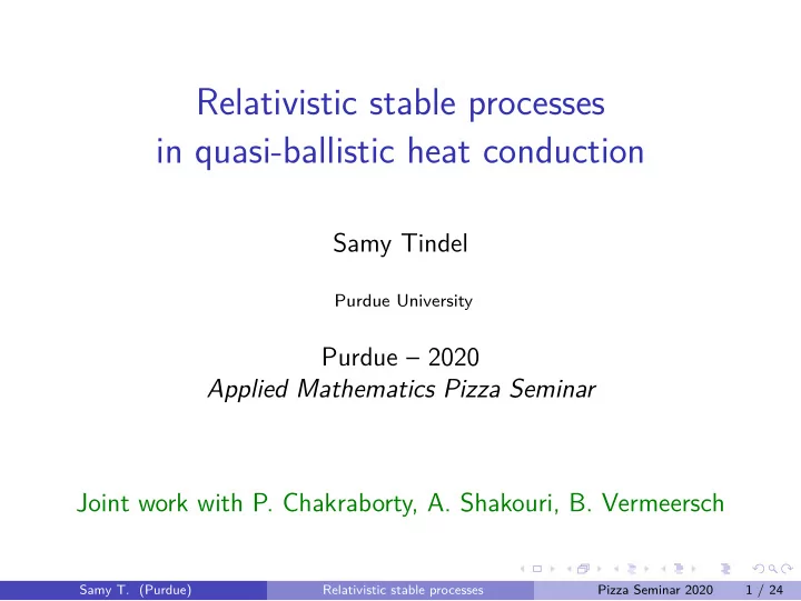 relativistic stable processes in quasi ballistic heat