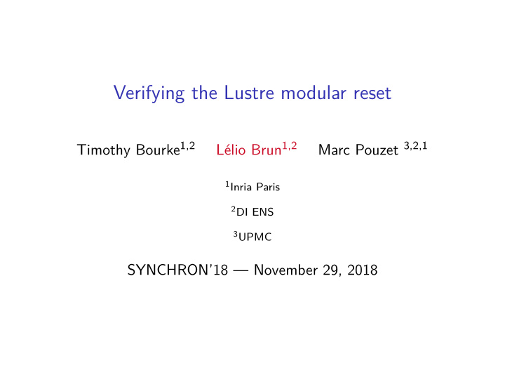 verifying the lustre modular reset