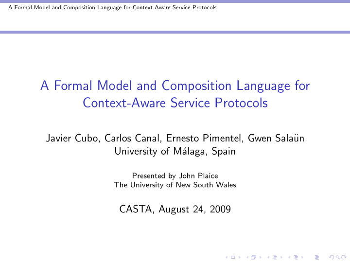 a formal model and composition language for context aware