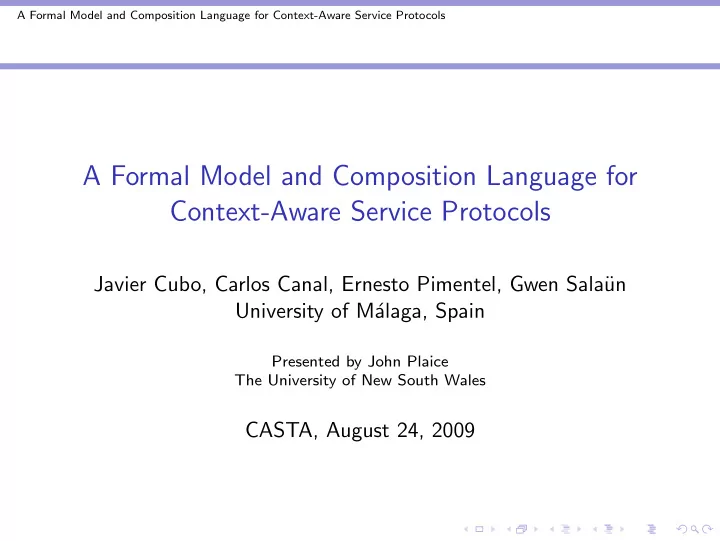 a formal model and composition language for context aware