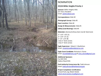 NOMINATION  22124 Miller Heights Priority 1 Sponsor: Miller Heights HOA  Jim Tiani, President