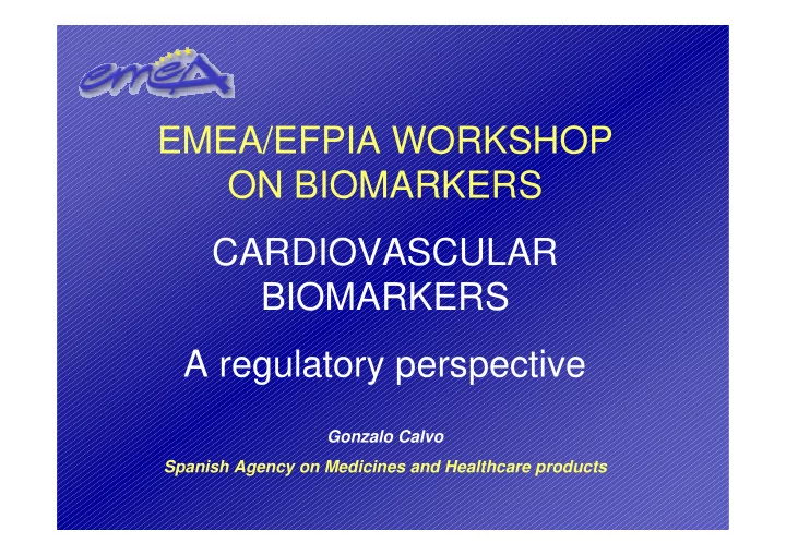 emea efpia workshop on biomarkers cardiovascular