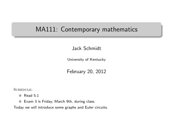 ma111 contemporary mathematics
