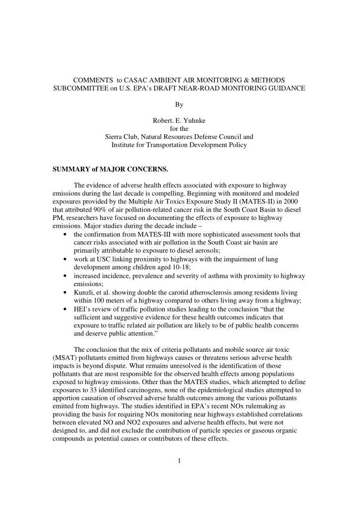 comments to casac ambient air monitoring amp methods