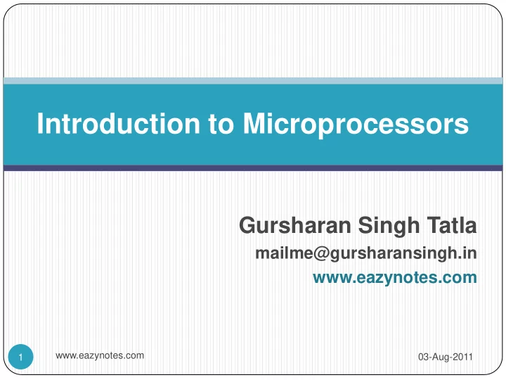 introduction to microprocessors