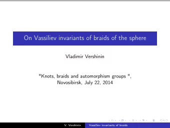 On Vassiliev invariants of braids of the sphere  Vladimir Vershinin  &quot;Knots, braids and
