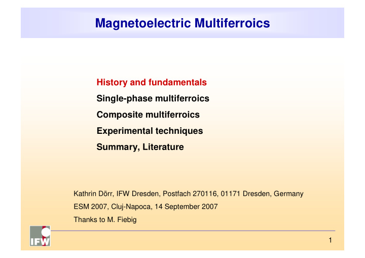 magnetoelectric multiferroics