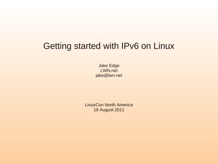 getting started with ipv6 on linux
