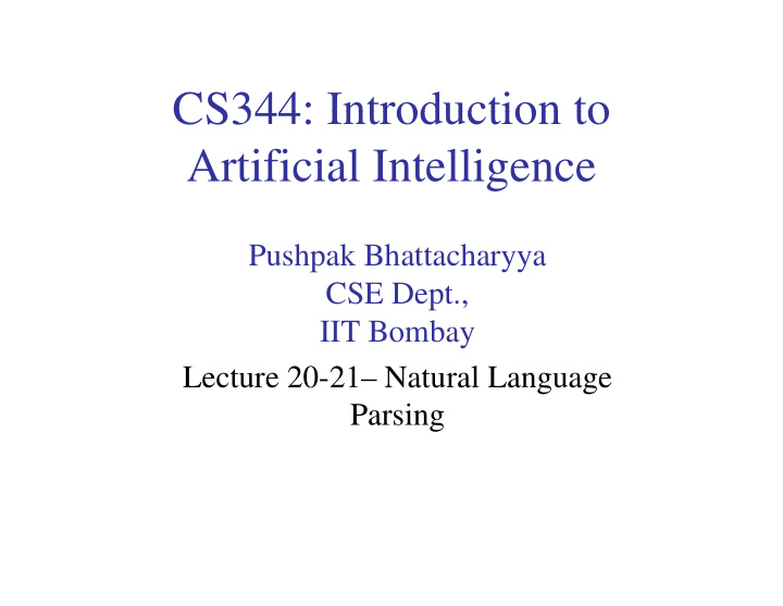 cs344 introduction to cs344 introduction to artificial