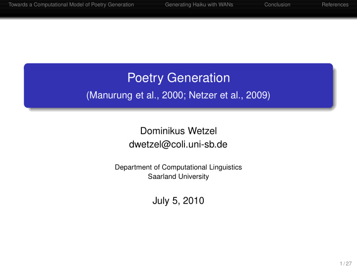 poetry generation