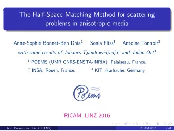 The Half-Space Matching Method for scattering  problems in anisotropic media Anne-Sophie Bonnet-Ben