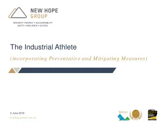 The Industrial Athlete  (incorporating Preventative and Mitigating Measures)  2 June 2016  new
