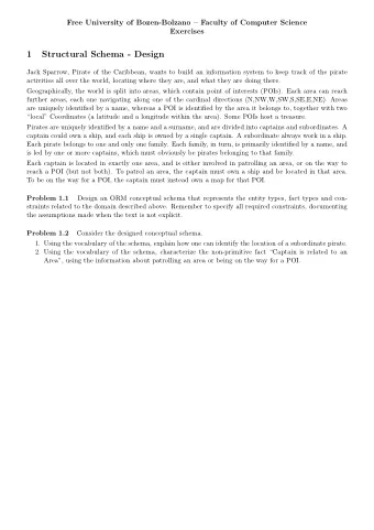 1  Structural Schema - Design  Jack Sparrow, Pirate of the Caribbean, wants to build an information