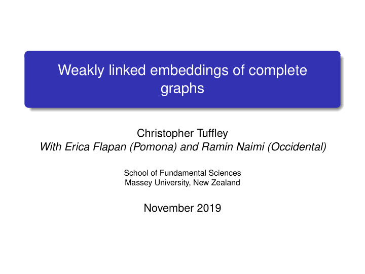 weakly linked embeddings of complete graphs