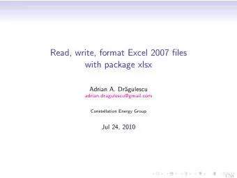 Read, write, format Excel 2007 files  with package xlsx  Adrian A. Dr  agulescu