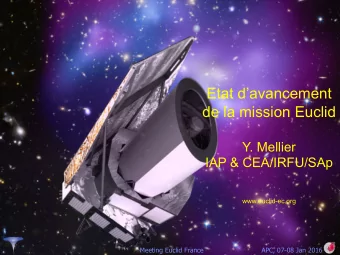 www.euclid-ec.org  Meeting Euclid France                            APC, 07-08 Jan 2016  Euclid