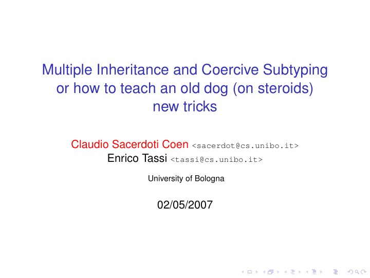 multiple inheritance and coercive subtyping or how to