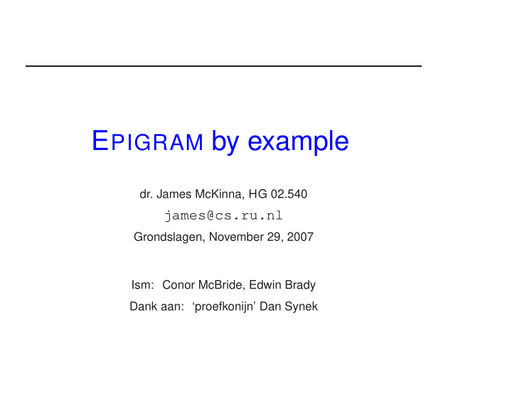 e pigram by example