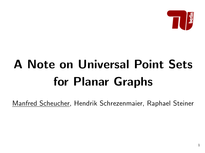 a note on universal point sets for planar graphs