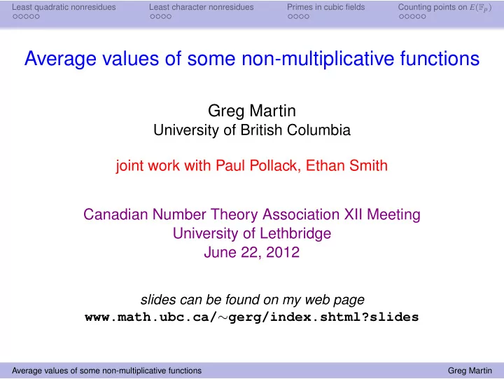 average values of some non multiplicative functions