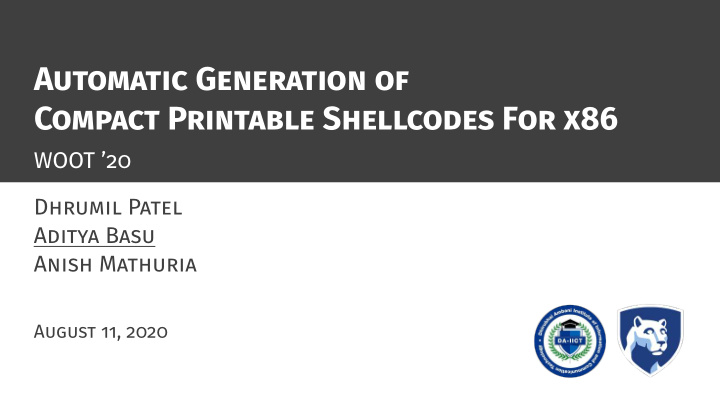 automatic generation of compact printable shellcodes for