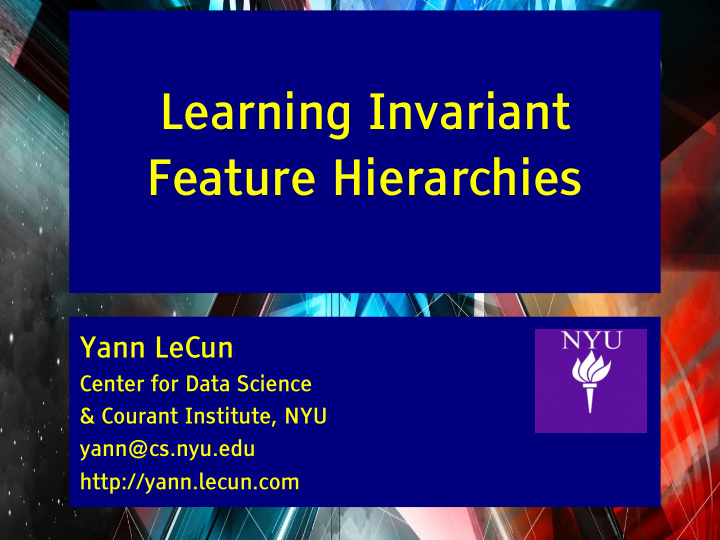 learning invariant feature hierarchies