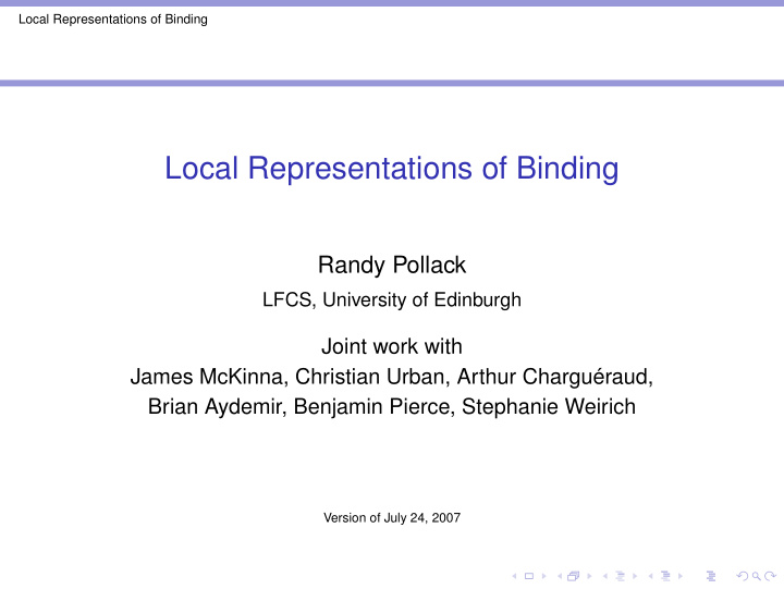 local representations of binding