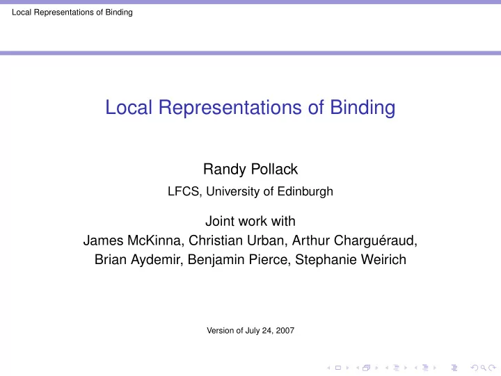 local representations of binding