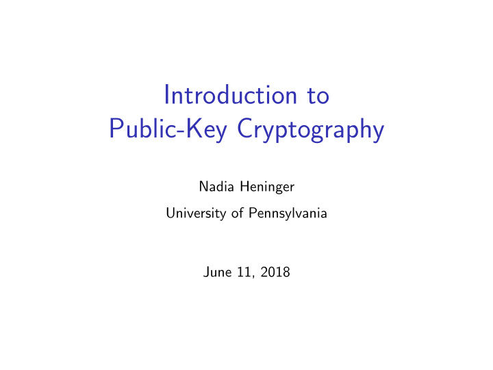 introduction to public key cryptography