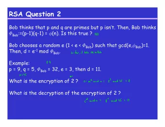 RSA Question 2  Bob thinks that p and q are primes but p isnt. Then, Bob thinks  Bob